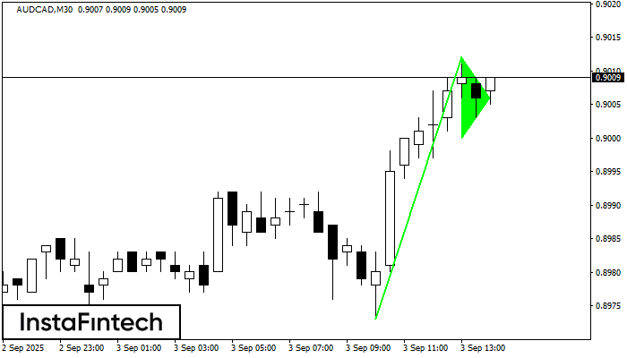 Bullish pennant AUDCAD M30