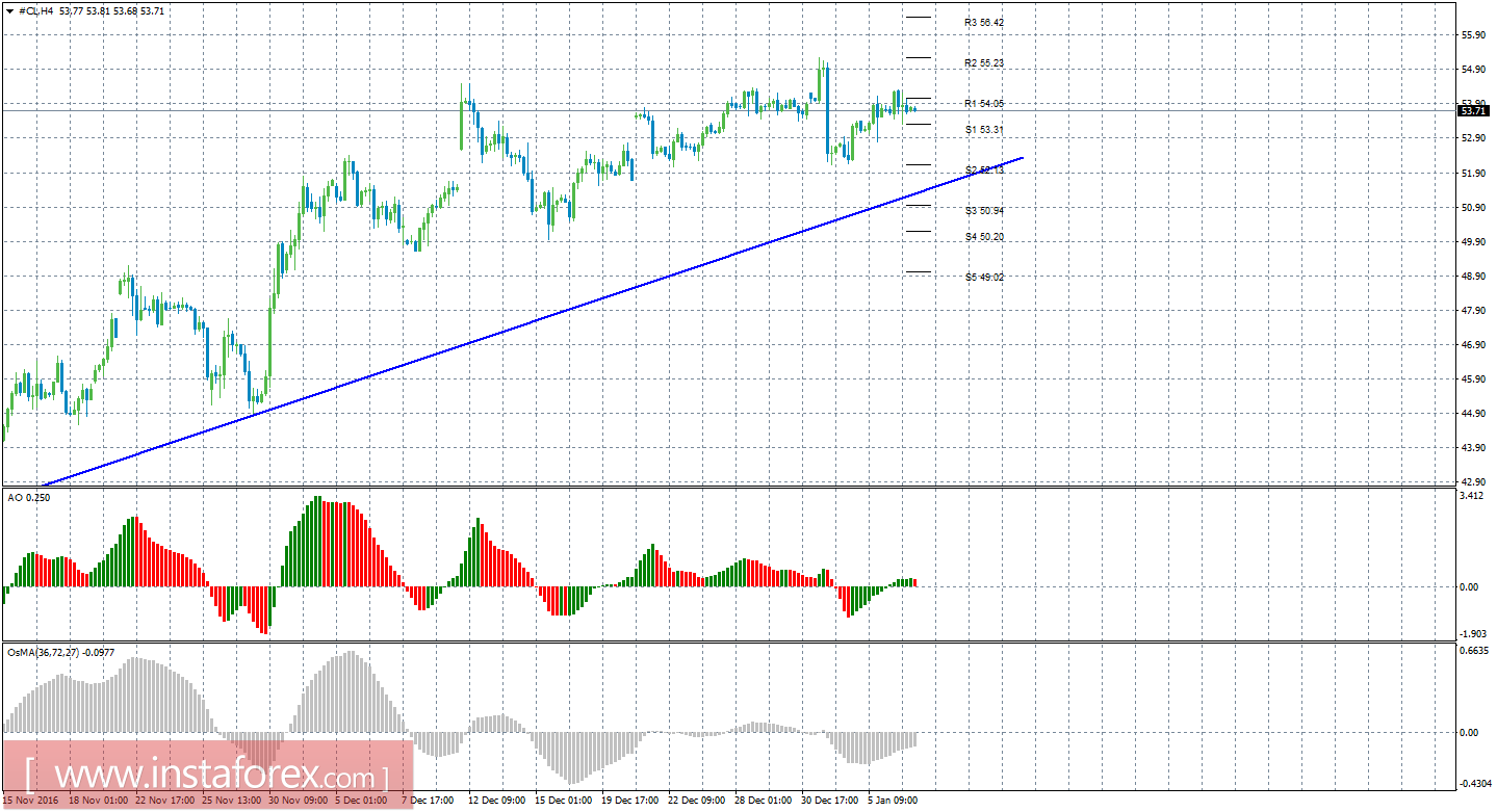 Технический анализ сырой нефти за 9 января 2017 года