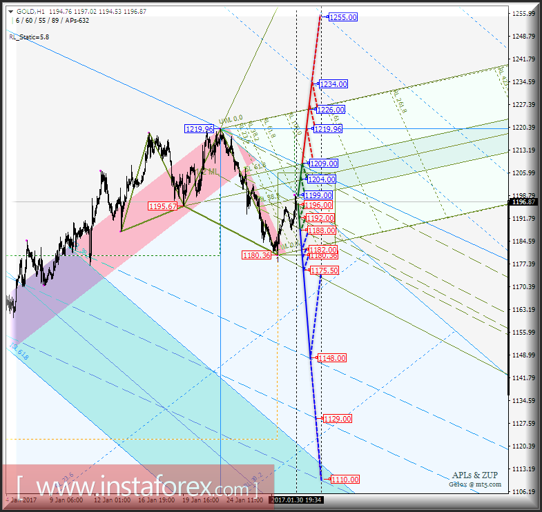 Gold Spot h1. Варианты развития движения с 30 января 2017 г. Анализ APLs &amp; ZUP 