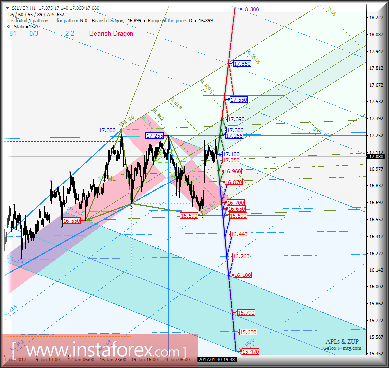 Silver Spot h1. Варианты развития движения с 30 января 2017 г. Анализ APLs & ZUP
