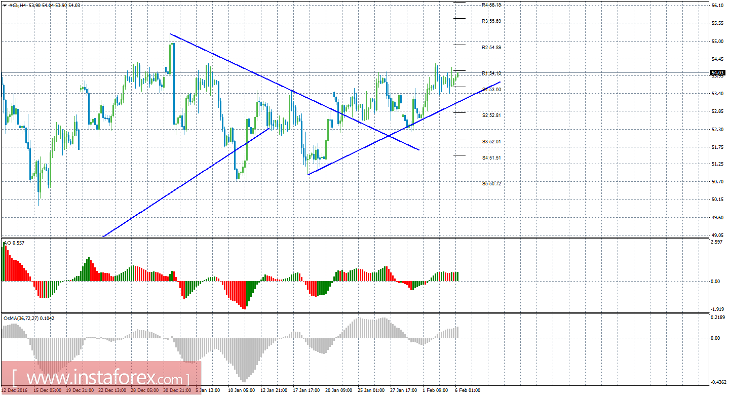 Технический анализ сырой нефти за 6 февраля 2017 года