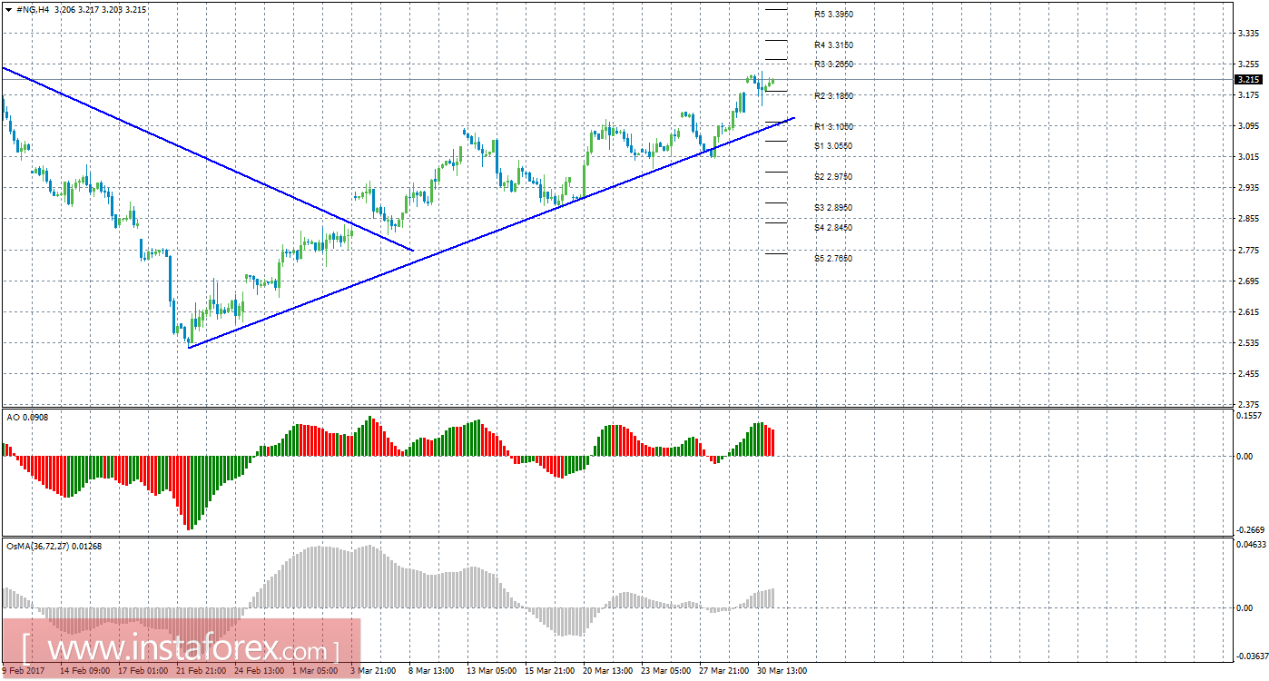 Технический анализ природного газа за 31 марта 2017 года