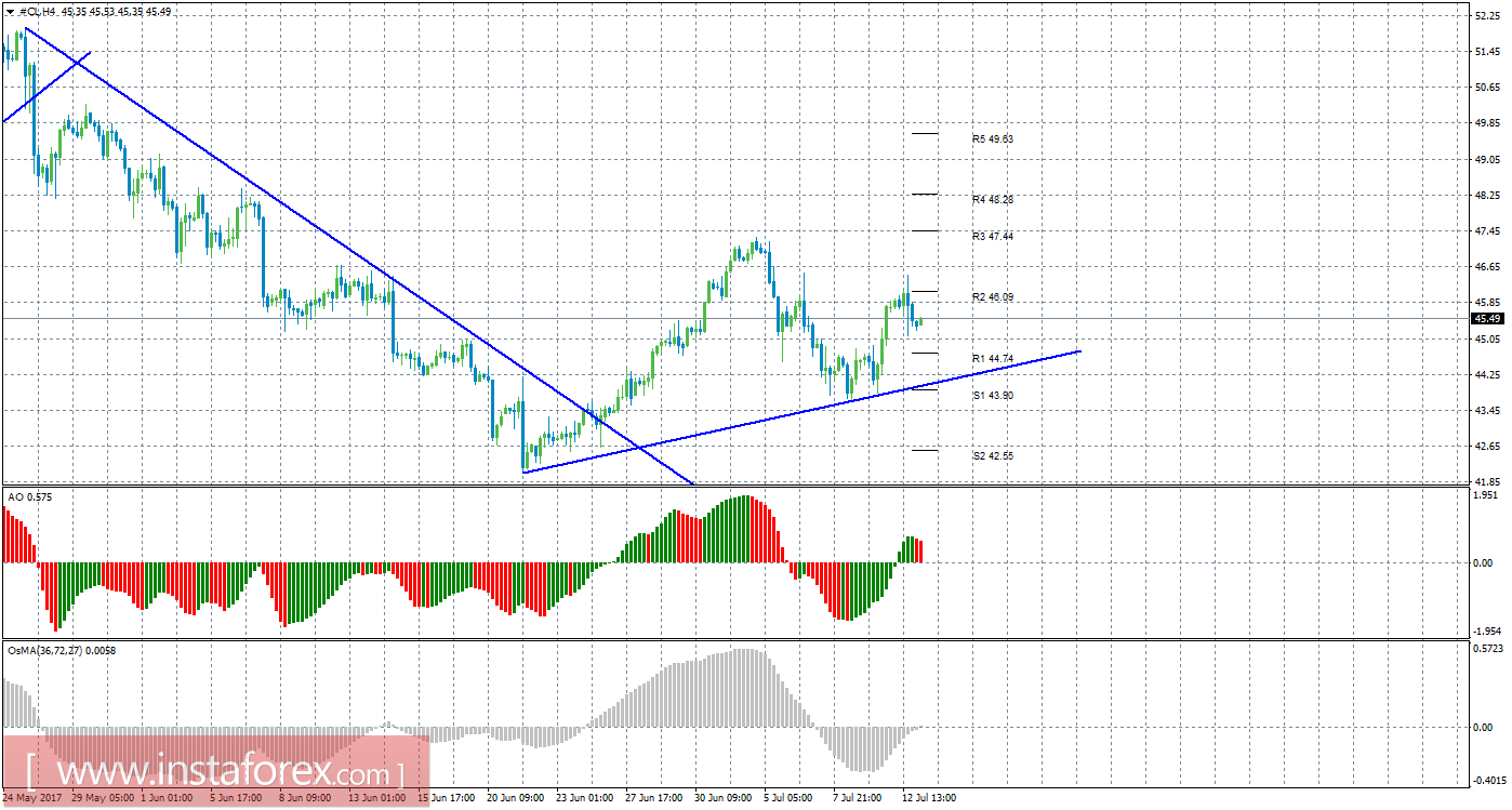 Технический анализ сырой нефти за 13 июля 2017 года