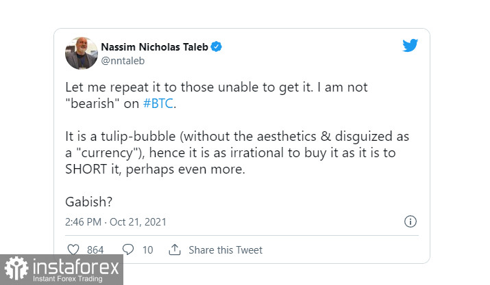 Нассим Николас Талеб: криптовалюта — это тюльпановый пузырь. Биткоин откатился к $63 000, а Эфир обновил исторический максимум