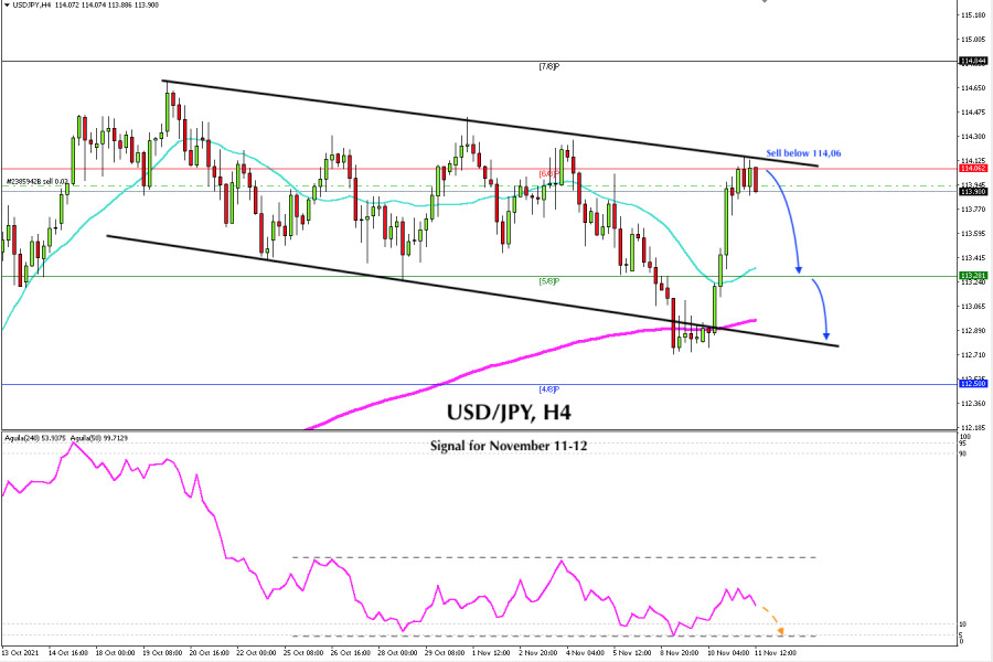 Trading signal for USD/JPY on November 11 - 12, 2021: sell below 114.06 (6/8)