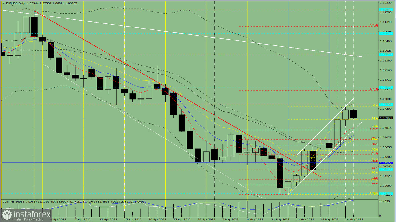 Analisi degli indicatori. Revisione giornaliera per la coppia di valute EUR/USD del 25 maggio 2022