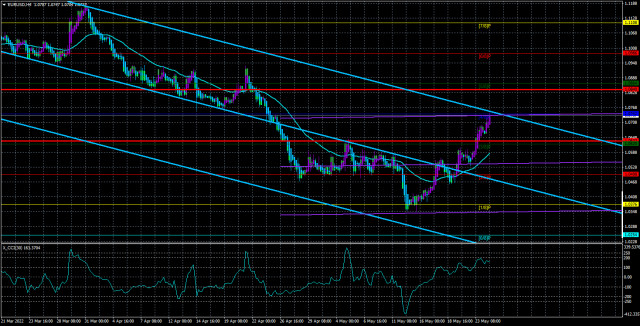 Overview of the EUR/USD pair. May 25. Christine Lagarde is supporting the euro for the first time in a long time.