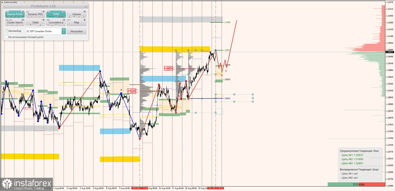 Маржинальные зоны по AUDUSD, NZDUSD, USDCAD (23.08.2022)