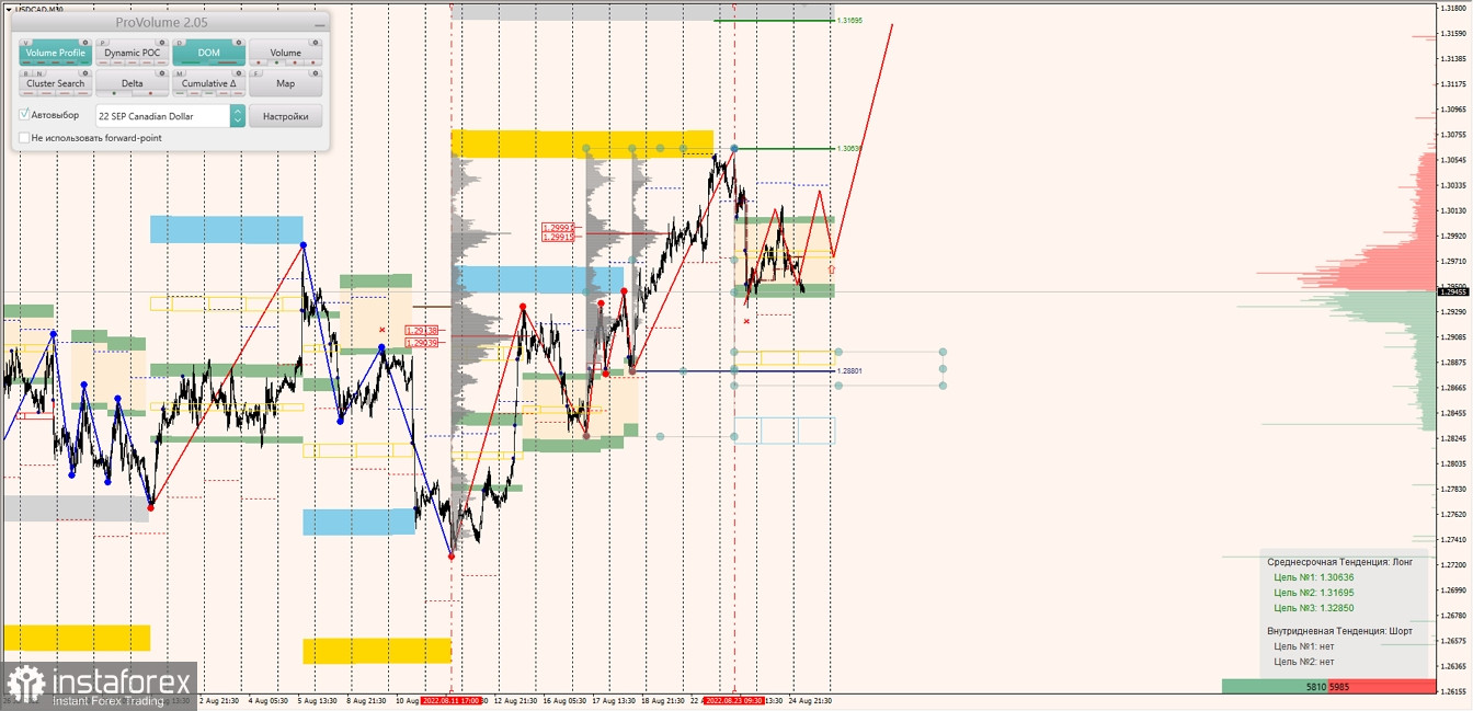 Маржинальные зоны по AUDUSD, NZDUSD, USDCAD (25.08.2022)