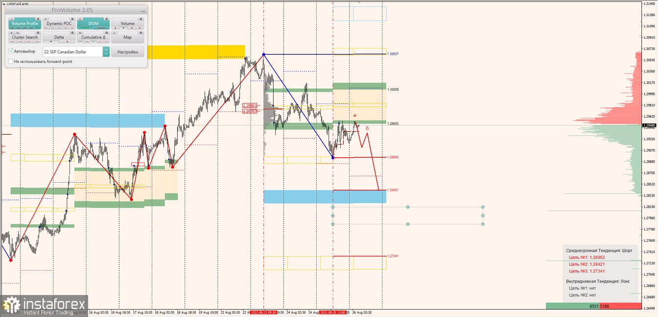 Маржинальные зоны по AUDUSD, NZDUSD, USDCAD (26.08.2022)