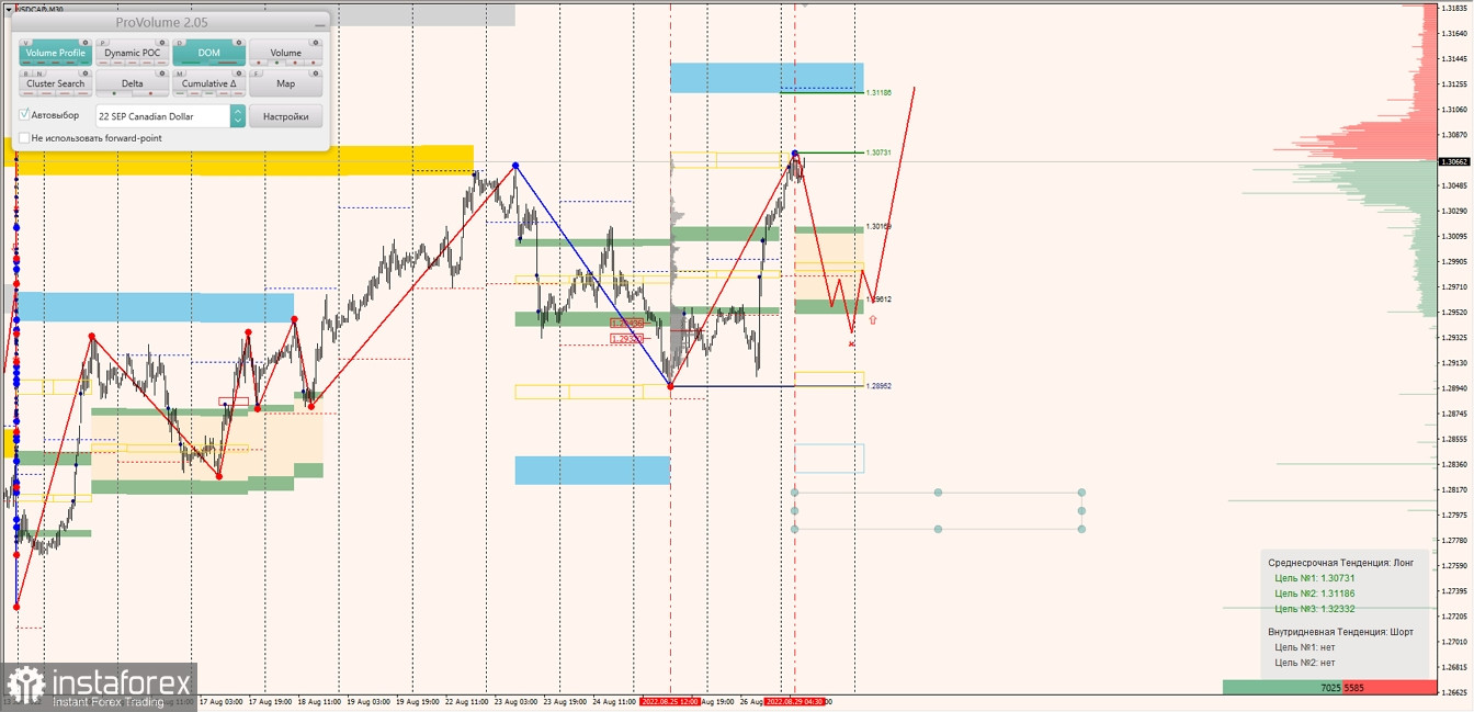 Маржинальные зоны по AUDUSD, NZDUSD, USDCAD (29.08.2022)