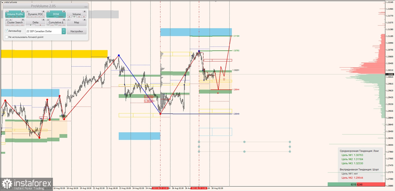 Маржинальные зоны по AUDUSD, NZDUSD, USDCAD (30.08.2022)