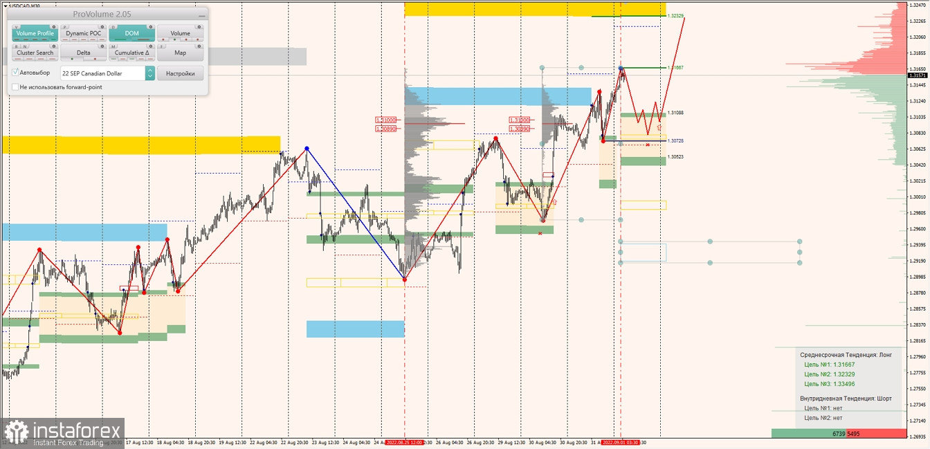 Маржинальные зоны по AUDUSD, NZDUSD, USDCAD (01.09.2022)