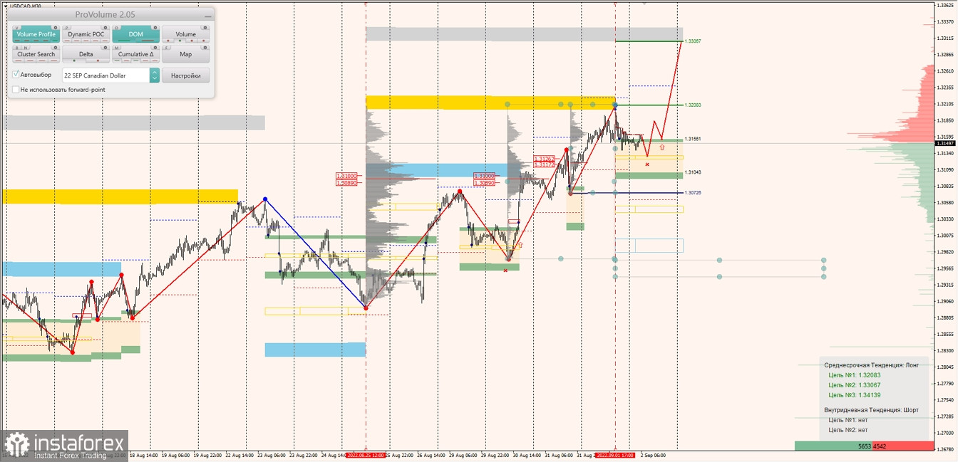 Маржинальные зоны по AUDUSD, NZDUSD, USDCAD (02.09.2022)