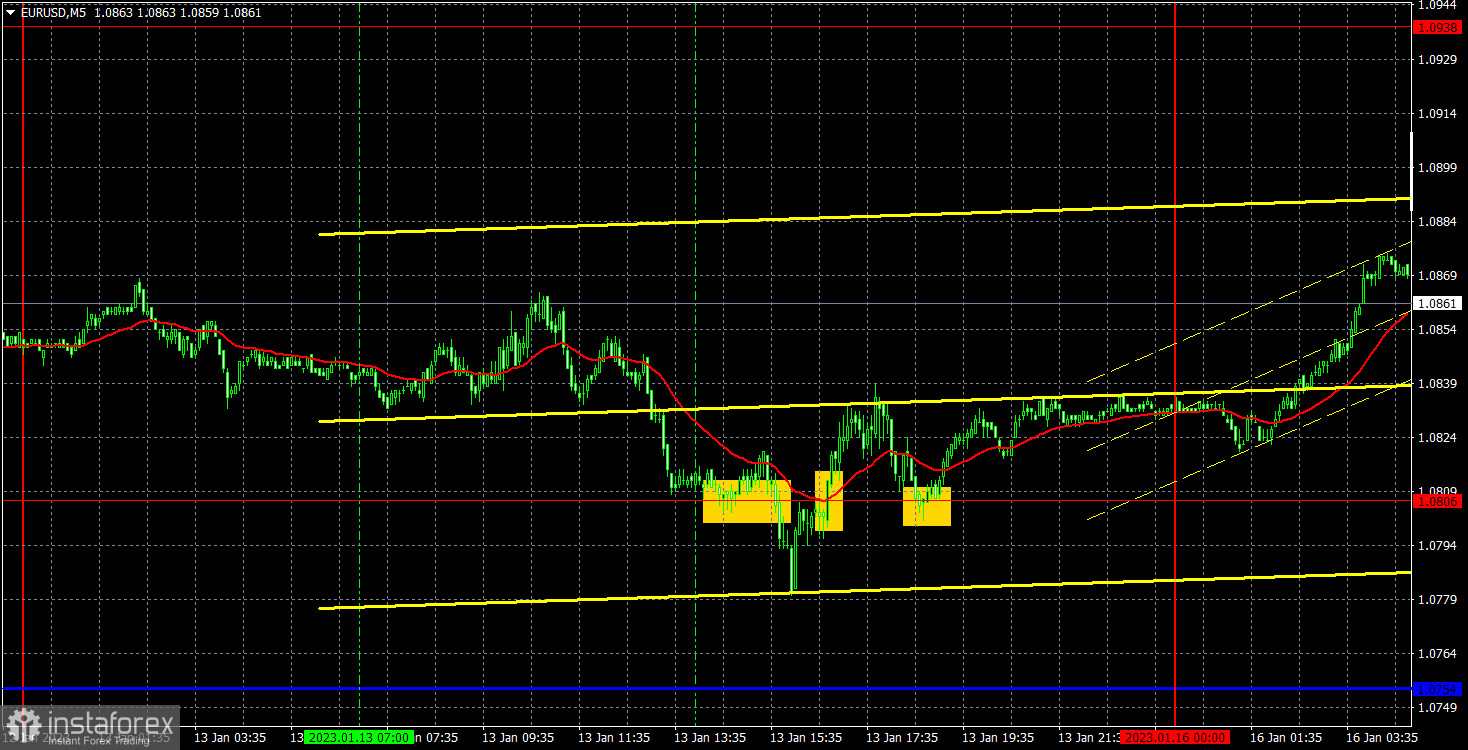 Прогноз и торговые сигналы по EUR/USD на 16 января. Отчет COT. Детальный разбор движения пары и торговых сделок. Евровалюта умудряется расти и ночью в понедельник