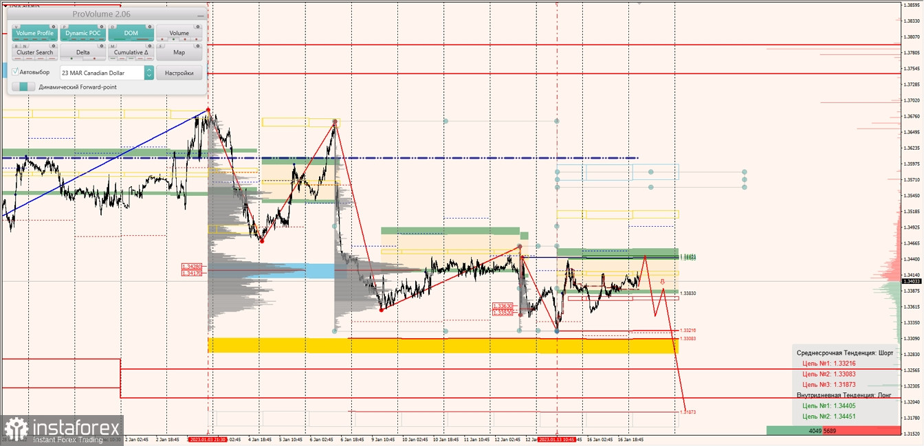 Маржинальные зоны по AUDUSD, NZDUSD, USDCAD (17.01.2023)