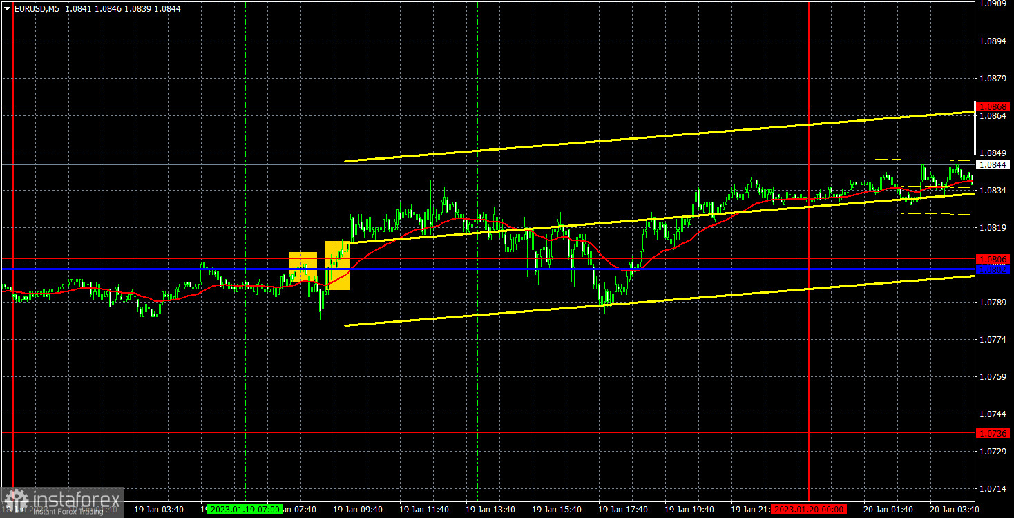 Прогноз и торговые сигналы по EUR/USD на 20 января. Отчет COT. Детальный разбор движения пары и торговых сделок. Флэт на максимумах продолжается