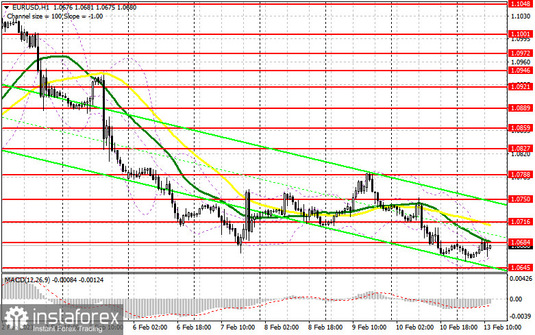 EUR/USD: план на американскую сессию 13 февраля (разбор утренних сделок). Медведи активно защищают 1.0684