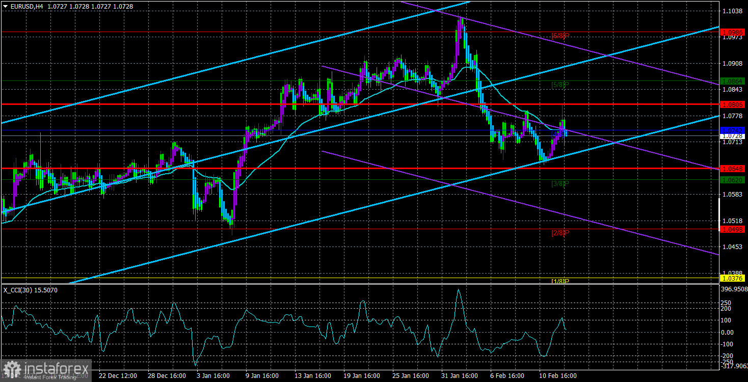 Обзор пары EUR/USD. 15 февраля. Инфляция в США повышает вероятность новой «ястребиной» риторики от представителей ФРС