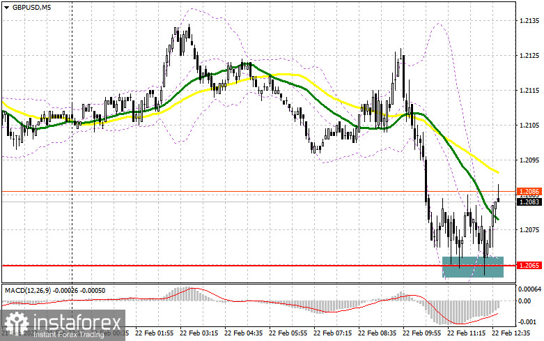 GBP/USD: план на американскую сессию 22 февраля (разбор утренних сделок). Фунт откупают в районе 1.2065