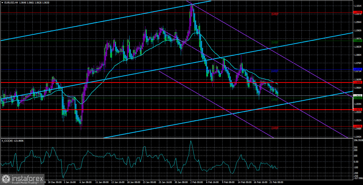 Обзор пары EUR/USD. 23 февраля. Джеймс Буллард поддерживает повышение ставки на 0,5% в марте