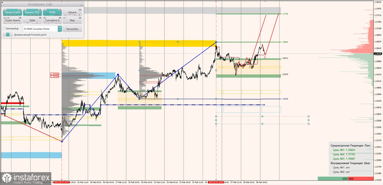 Маржинальные зоны по AUDUSD, NZDUSD, USDCAD (01.03.2023)