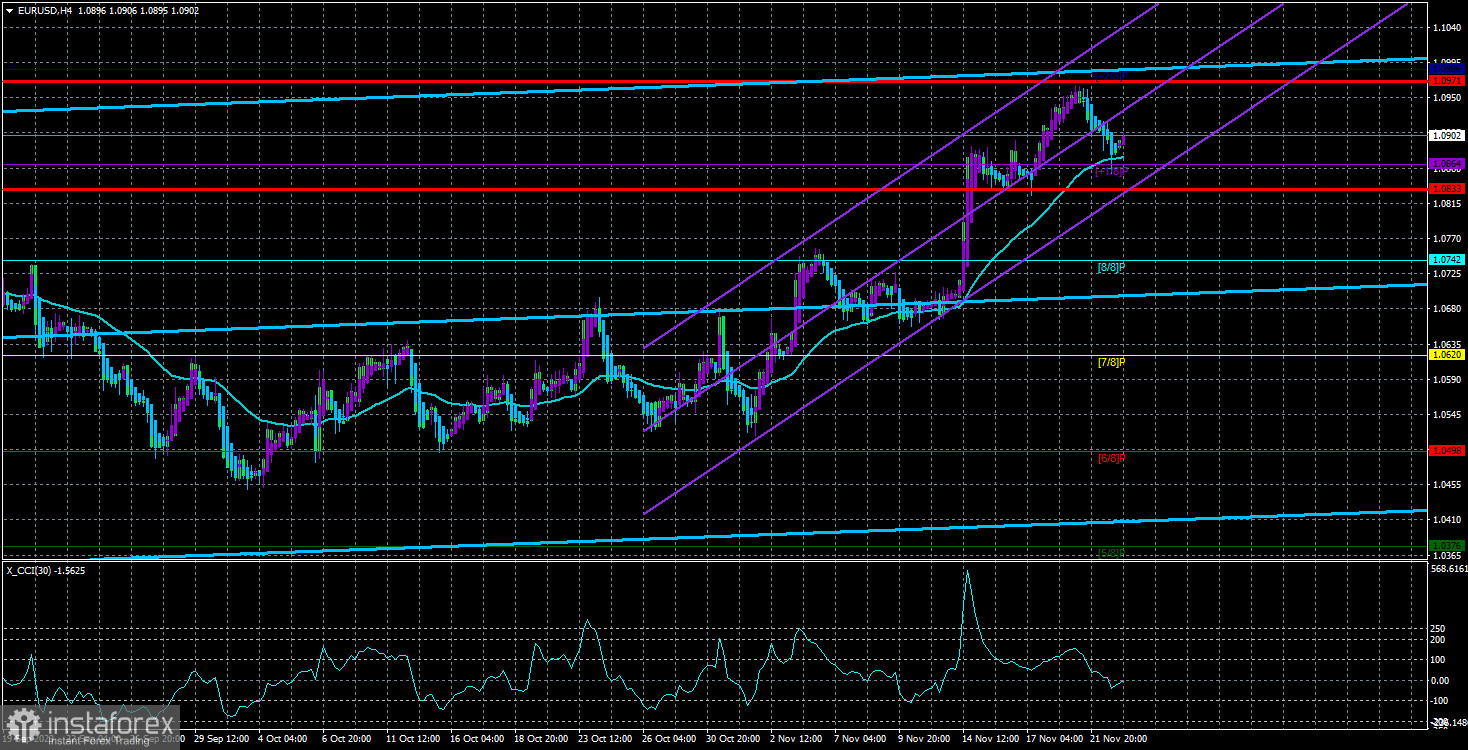  Panoramica della coppia EUR/USD. 23 novembre. I verbali della Fed non hanno fornito nuove informazioni ai trader.