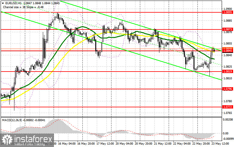 EUR/USD: план на американскую сессию 23 мая (разбор утренних сделок). Евро отскочил от уровня 1.0819