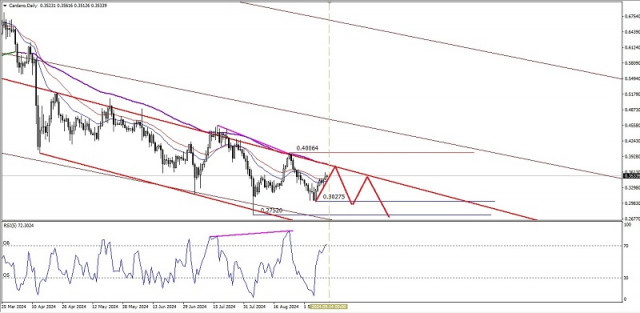 Technical Analysis of Daily Price Movement of Cardano Cryptocurrency, Friday September 13, 2024.