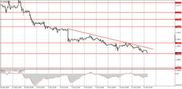 How to trade the EUR/USD pair on October 15? Simple tips and trade analysis for beginners.