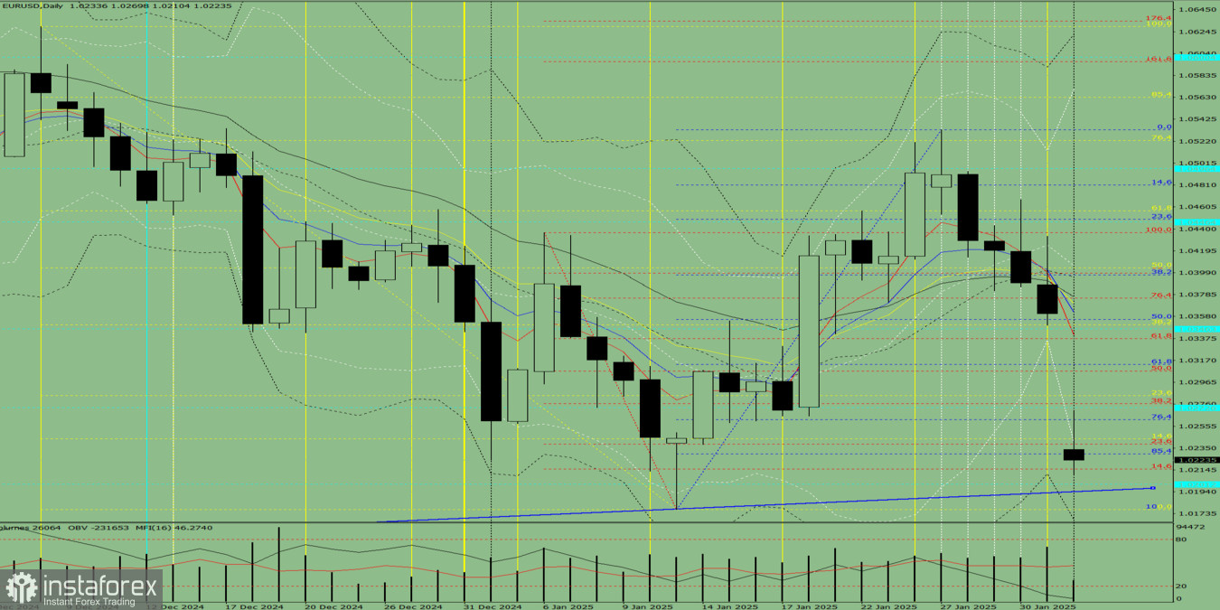 Индикаторный анализ. Дневной обзор на 3 февраля 2025 года по валютной паре EUR/USD