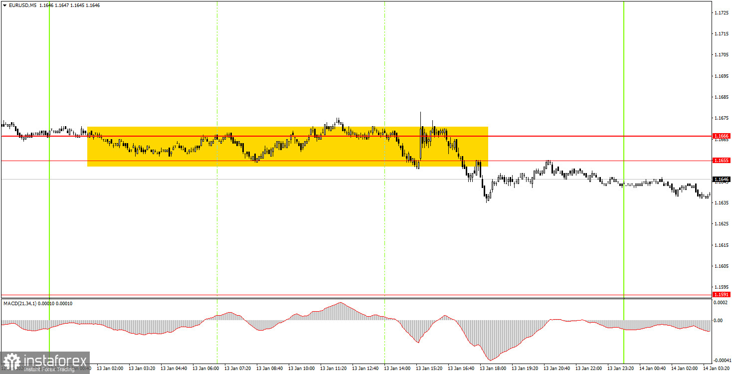 Как торговать валютную пару EUR/USD 14 января? Простые советы и разбор сделок для новичков. 