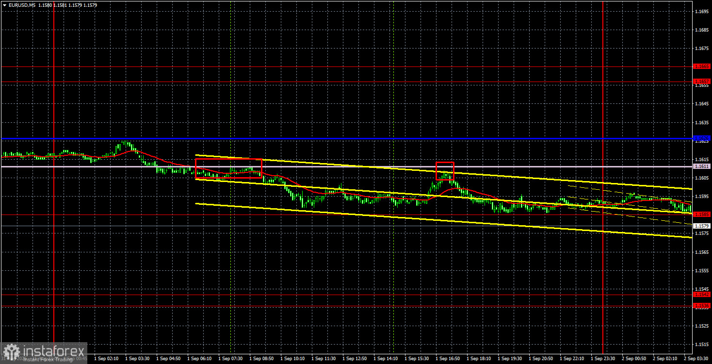 Торговые рекомендации и разбор сделок по EUR/USD на 2 сентября. Доллар вновь идет к успеху