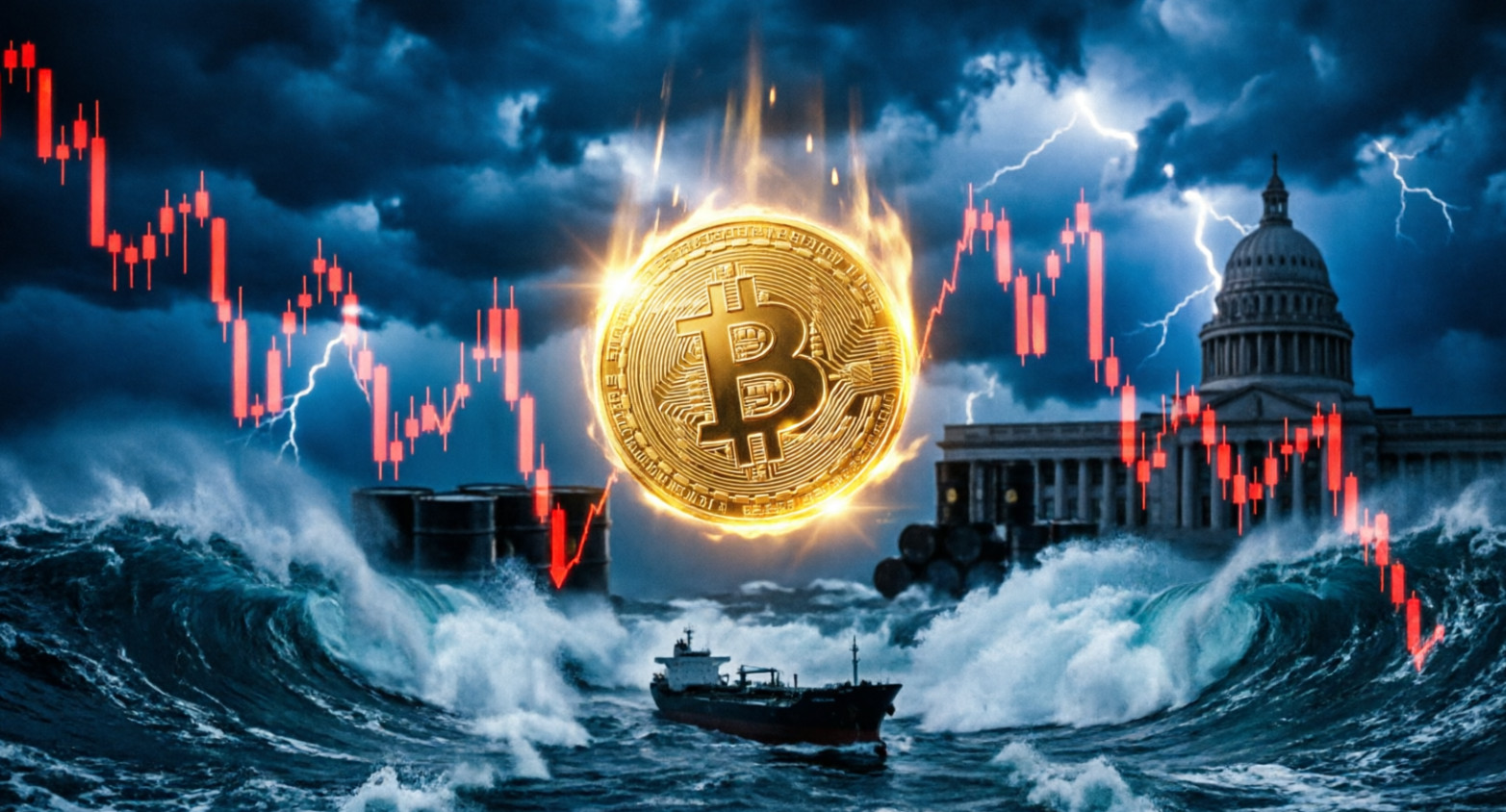 Биткоин отступает к $82 300 на фоне геополитической эскалации и &laquo;ястребов&raquo; ФРС