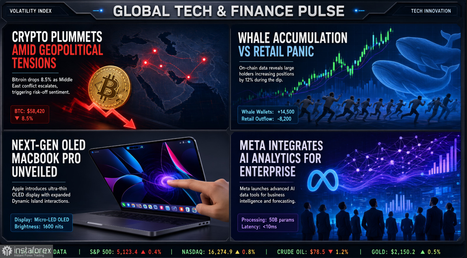  Geopolitical shock to crypto, Apple's OLED push, and Meta's deal of century